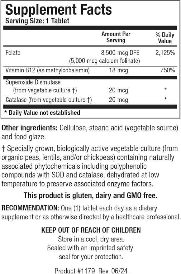 Biotics Research Folate 5 Plus High Potency Folate with B12, Methyl Support, 5 Milligram Natural and Whole Food Form of Folate, 18mcg B12, Pregnancy Nutrition, Energy Support, Healthy Skin, 120 tabs