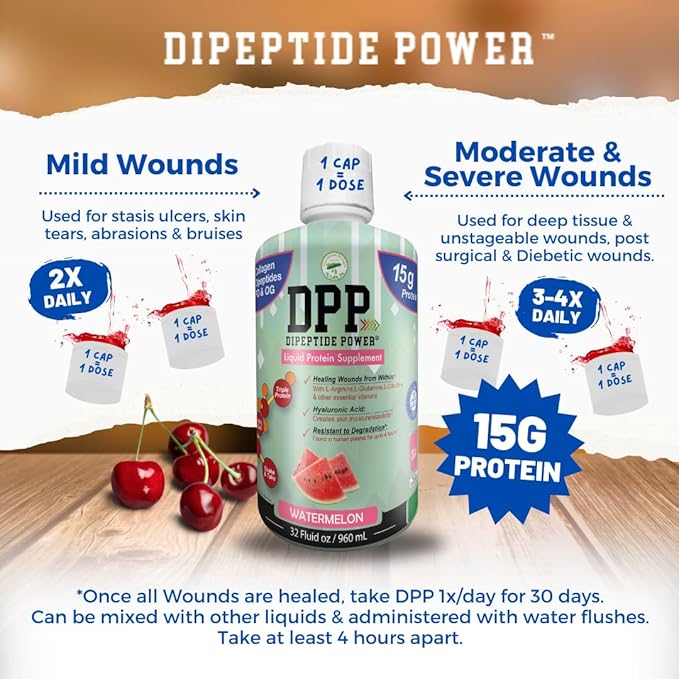 Nutritional Designs DPP Dipeptide Power Liquid Collagen & Whey Protein Supplement, Sugar-Free, Promotes Healthy Skin & Hair for Men & Women, Watermelon, Single Serve Packet, 1 oz (50 Packets)
