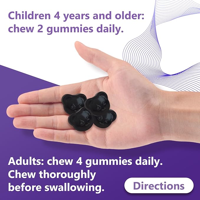 Natural Black Elderberry Gummies, Elderberry Fruit Extract with Vitamin C and Zinc, Herbal ElderCraft® Gummies Daily Immune Support for Kids and Adults, GMO Free, Gluten Free, 60 Count