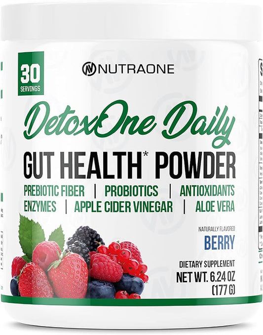 DetoxOne Daily Gut Health Powder for Weight Loss | Daily Detox Cleanse Supports Normal/Health Digestive Function*| Promotes Detoxification*, Boost Energy & Improves Nutrient Absorption*