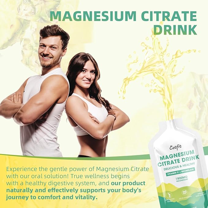 Magnesium Citrate Liquid Supplement,Magnesium Drink/Oral Solution with Bromelain,Vitamin,Zinc and Sodium for Zzz and Gut Support,Pineapple,30 Day Supply