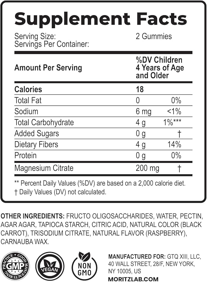 DR. MORITZ Magnesium Gummies for Adults - Sugar-Free Calm Magnesium Gummies - Raspberry Flavor - Non-GMO, 200 mg, 2 Pack (120 Count)