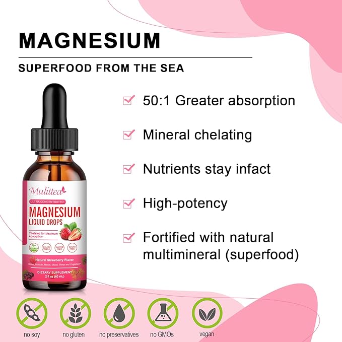 Magnesium Glycinate Liquid, High Potency Magnesium Glycinate, Citrate, Sugar Free Vegan Non-GMO Complex Supplement Promotes Nerv,Relaxation,Muscle,Sleep Support*