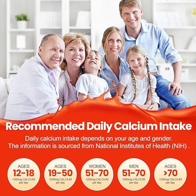 Calcium Citrate Gummies 1200mg for Adults: Ultimate Absorption Calcium Magnesium D3 K2 Supplement for Women & Men - Supports B0ne Strength, Immune(60Count)