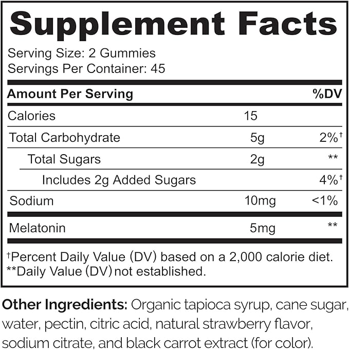 NATURELO Melatonin Gummies – Non-GMO, Gluten-Free, Soy Free - Strawberry Flavor - Gentle Sleep Supplement - 90 Vegetarian Gummies