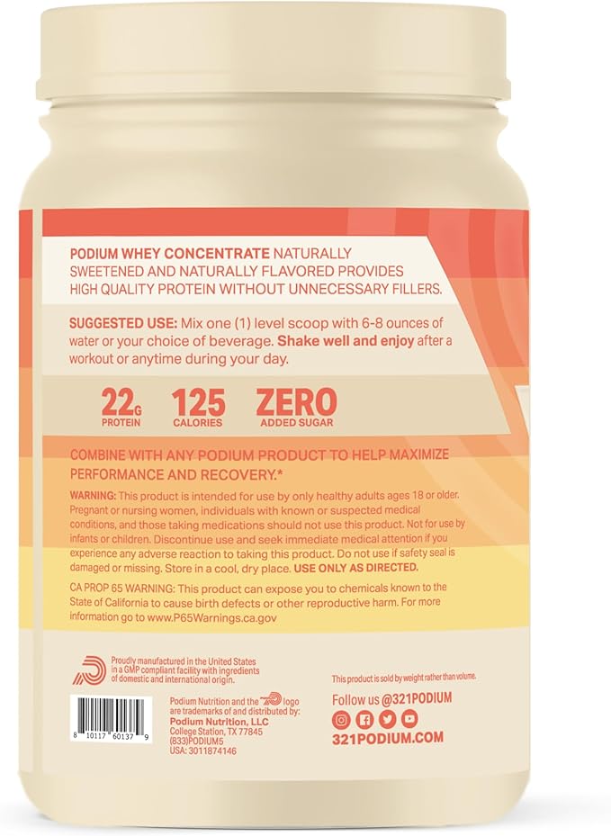 Podium Nutrition Whey Protein Powder, Chocolate Brownie, 22g Protein Per Serving with Digestive Enzymes, Whey Protein Isolate & Concentrate, Gluten Free, Low Carb, Low Sugar & Soy Free, 15 Servings