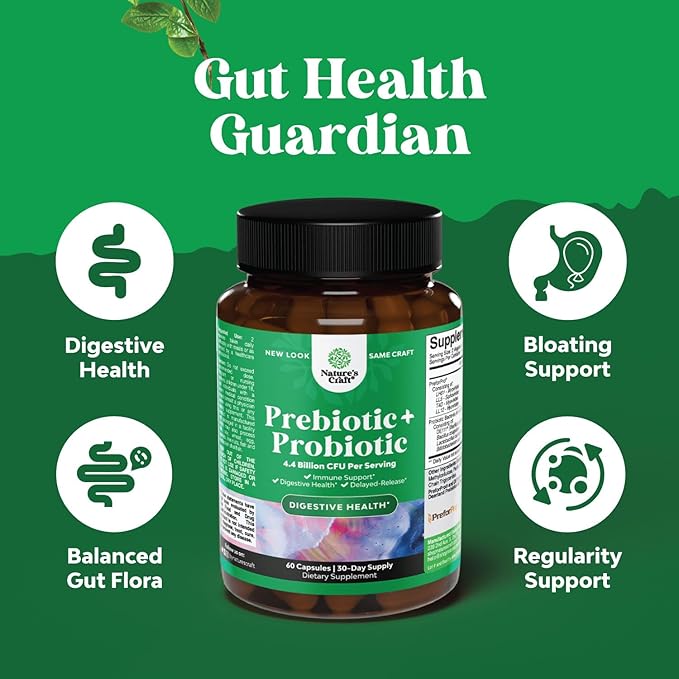 Prebiotics and Probiotics Gut Health Supplement - Super Potent Digestive Health Acidophilus Probiotic Capsules with Men and Womens Probiotics and Prebiotics for Colon Digestive Support and Immunity