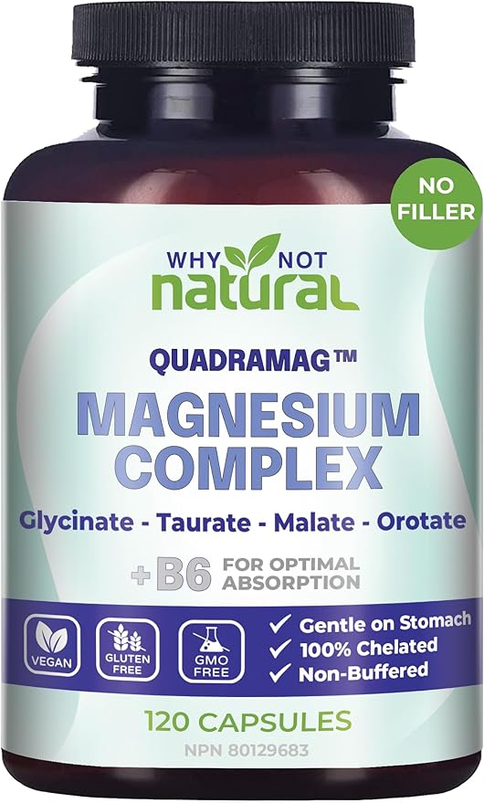 4-in-1 Magnesium Complex Supplement - Glycinate, Taurate, Malate, Orotate Blend - 300 mg per Serving, 120 Capsules