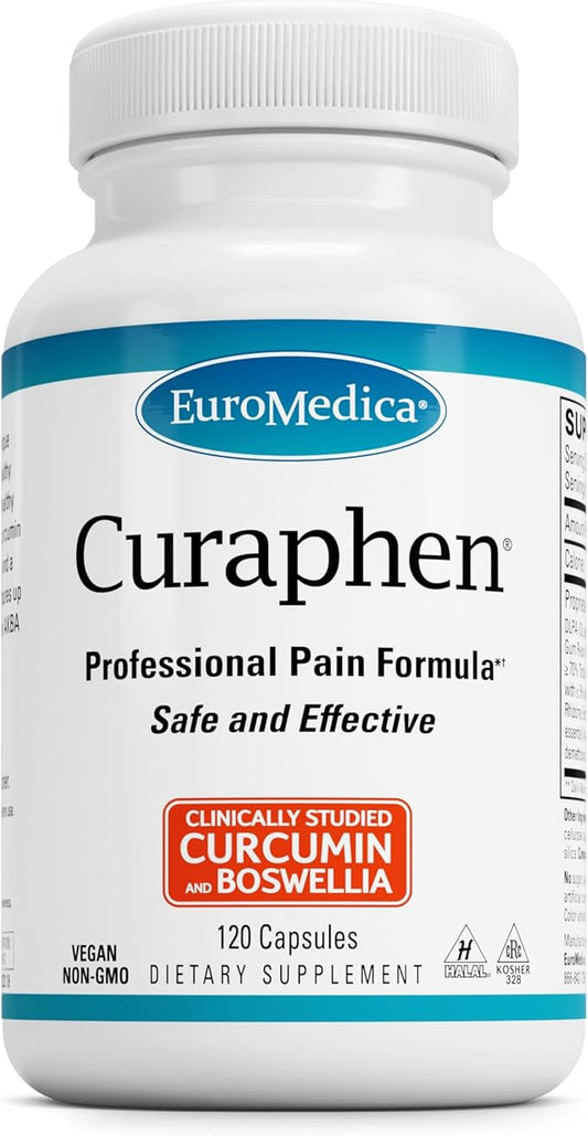 Euromedica Curaphen - Curcumin Supplement for Circulation & Endorphin Support - Support for Occasional Discomfort - Aids Healthy Muscles - 120 Capsules
