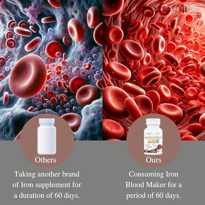 KAPPA NUTRITION Iron 26mg, Vitamin C & Orange 150mg, Folate 667mcg DFE, Vitamin B12, Beetroot, Brewers Yeast, Broccoli & MCT Oil 9 in 1 Advanced Complex (60 Capsules)