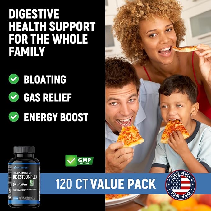 All-in-one Prebiotic Probiotic & Postbiotic for Women & Men, Gut & Digestive Support Supplement Including Digestive Enzymes 120 Capsules