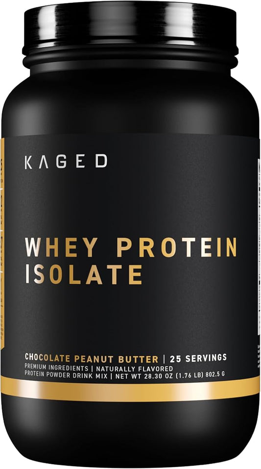 Kaged Whey Protein Isolate Powder, PB Chocolate, 100% Pure Low Lactose Whey, Post Workout Recovery Drink, Support Muscle-Building, 25g per Serving, Amazing Taste, Easy Mix for Shake, 25 Serving