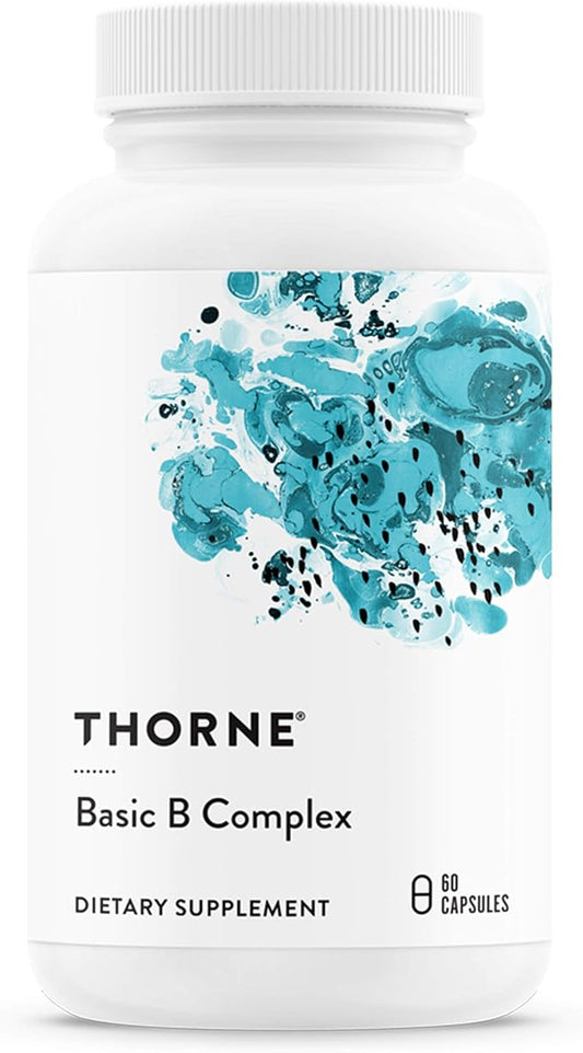 THORNE Basic B-Complex - Tissue-Ready Vitamin B Complex Supplement with Choline - Supports Cellular Energy Production, Brain Health & Red Blood Cell Formation* - Gluten-Free, Dairy-Free - 60 Capsules