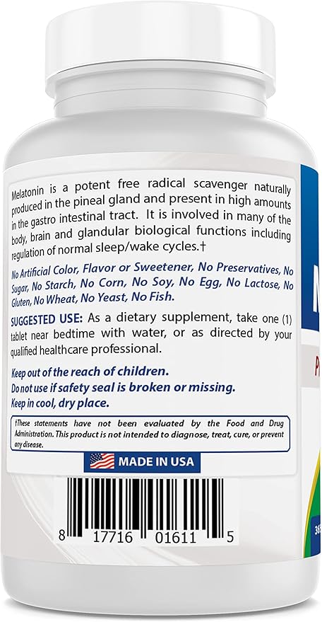 Best Naturals Melatonin 12 mg (1 Year Supply) - Drug-Free Nighttime Sleep Aid - Melatonin for Sleep and Relaxation, 365 Count (365 Count (Pack of 3))