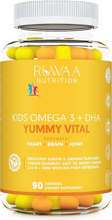 Omega 3, DHA, Plant-Based 3 6 9 + Vitamin C: Immune Support, Heart, Brain, Eye & Joint Supplement, Vegetarian, Gluten Free, Non-GMO, 90 Gummies (1)