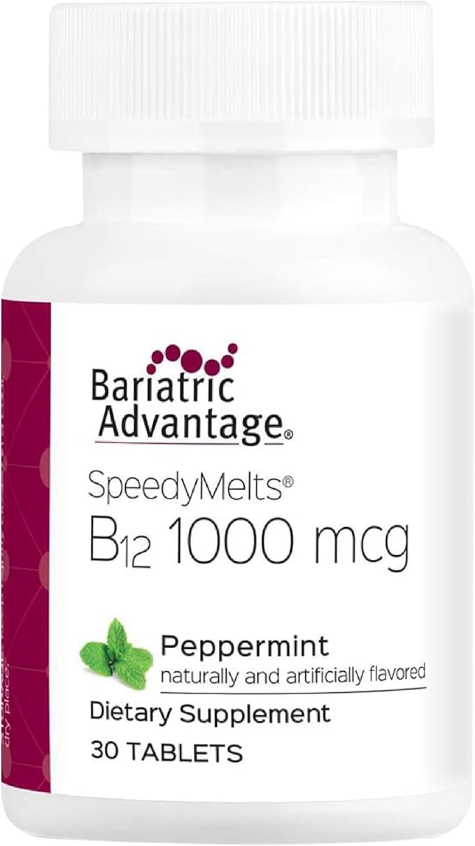 Bariatric Advantage B-12 Speedy Melts, Vitamin B12 1000 mcg Supplement, Fast Melting with 200 mcg of Folic Acid for Nutritional Support - Peppermint, 30 Count