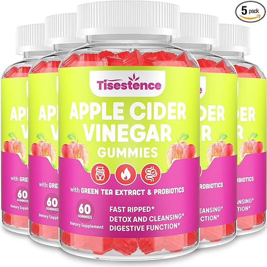 Mother Apple Cider Vinegar Gummies, Keto ACV Gummies 2000MG - Cleanse & Detox Diet, Max Strength ACV Gummies with Green Tea, Raspberry, B12 and Probiotics for Metabolism & Digestive Health, Packs of 5