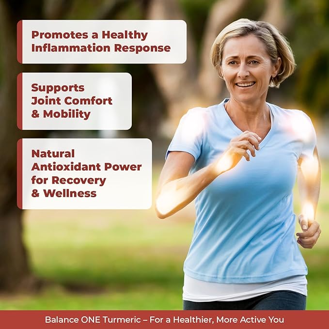 Balance ONE Turmeric Extract 1000mg with Max Strength 95% Curcuminoids - Turmeric Curcumin Supplement for Daily Joint & Immune Support - Ginger Extract and BioPerine - 1 Month Supply