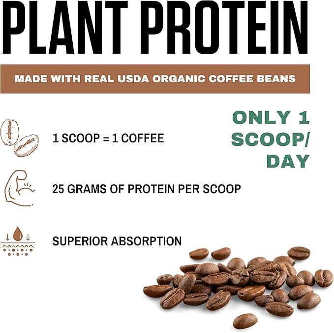 vedge Certified Organic Plant Protein Cold Brew Latte (20 Servings) - Plant-Based Vegan Protein Powder, USDA Organic, Gluten Free, Non Dairy Nutrition Plant Protein