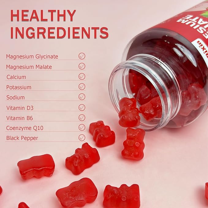 Magnesium Glycinate Gummies - Sugar Free Magnesium Supplements for Adults and Kids, High Absorption Magnesium Gummies with Magnesium Malate Gelatin Free (60 Count (Pack of 2))