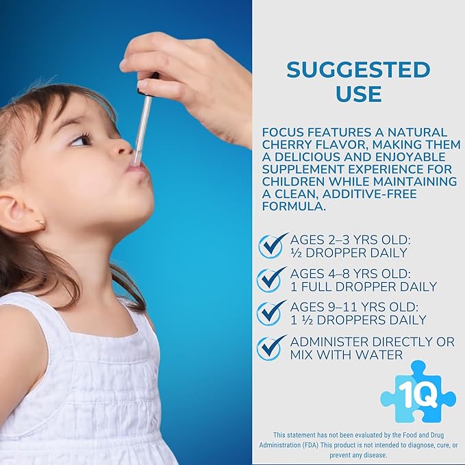 Focus Kids Enhances Clarity Drops | Acetyl L-Carnitine, Vitamin B1,B6,B12 & Folate | Sugar-Free, Vegan, Gluten-Free, Non-GMO | Cognitive & Attention Support | Advance Absorption | 2 Fl Oz