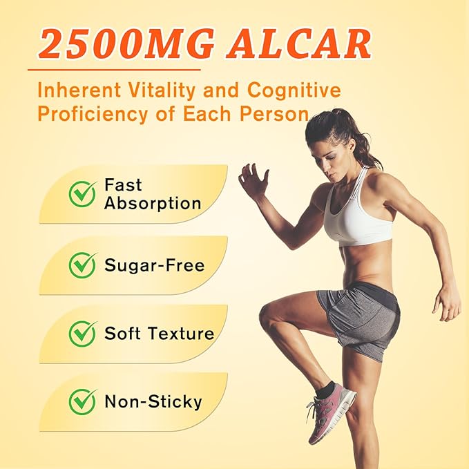 2 Pack Acetyl L-Carnitine Gummies for Men & Women - Daily Energy Support with Immune Support Gummies, Mango Flavor, 120 Count
