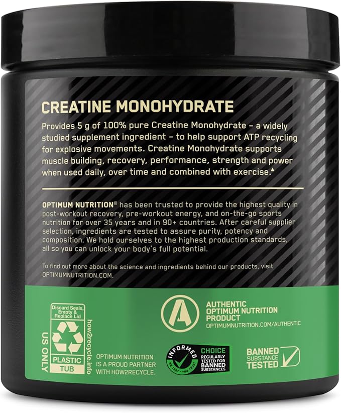Optimum Nutrition Creatine Monohydrate Powder - Blueberry Lemonade Creatine, 60 Servings