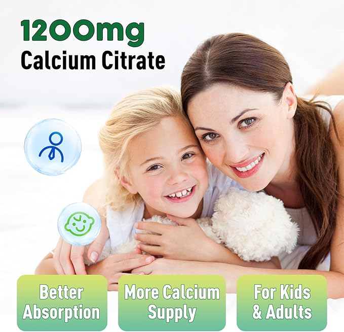 Calcium Citrate Gummies 1200 mg for Kids & Adults, Sugar Free, with Vitamin D3, K2, Magnesium, Zinc, Bone Support for Women & Elders, Natural Pineapple Flavor, 60 Gummies
