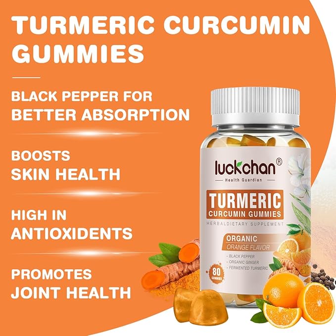 Turmeric Curcumin Gummies with Ginger & Black Pepper Herbal Supplement-160 Count for Adults and Kids, 2400mg - Tumeric Gummy Supplements Vegan, Organic, Gelatin-Free 3 Pack