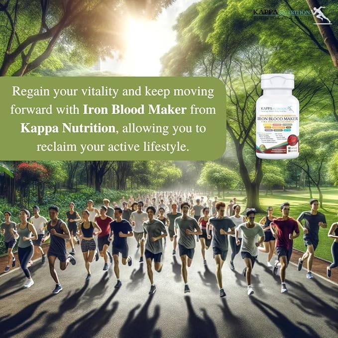 KAPPA NUTRITION Iron 26mg, Vitamin C & Orange 150mg, Folate 667mcg DFE, Vitamin B12, Beetroot, Brewers Yeast, Broccoli & MCT Oil 9 in 1 Advanced Complex (60 Capsules)