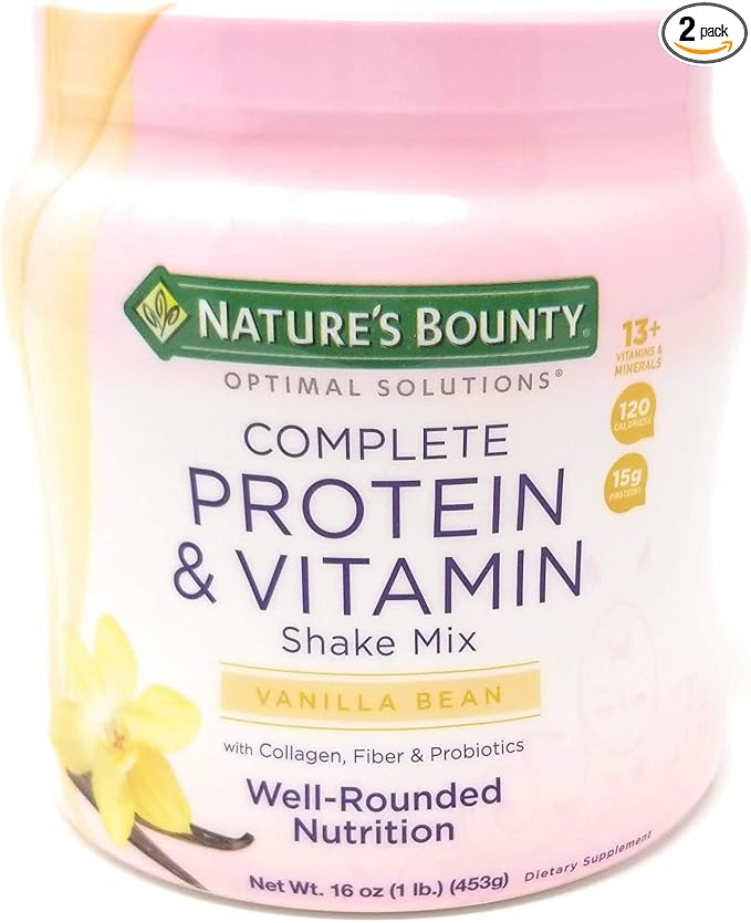 Natures Bounty Protein Vitamin Shake, Mix Vanilla 16 oz (Pack of 2)