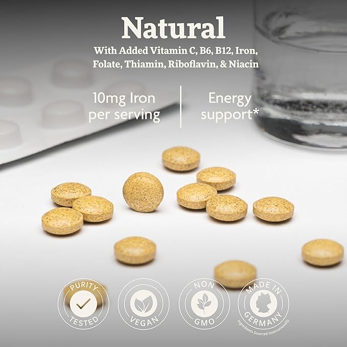 Floradix Iron Tablets - Iron Supplement with Folic Acid, Vitamin C & More - Energy Support - Vegetarian, Gluten-Free - 80 Tablets