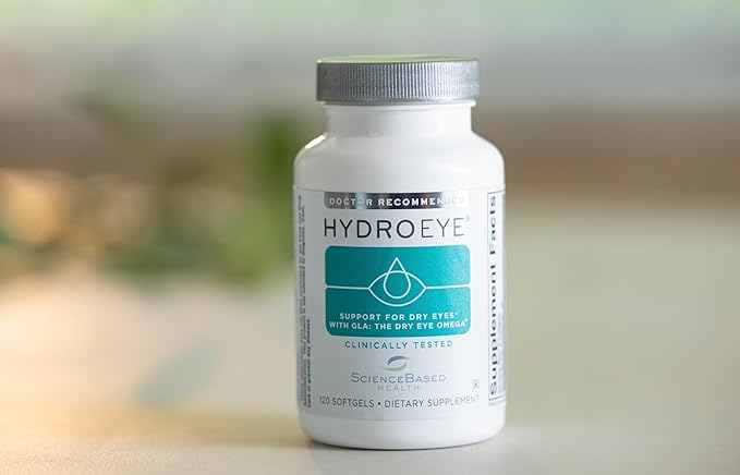 ScienceBased Health HydroEye Dry Eye Supplement – Clinically Tested Formula with GLA, EPA and DHA – Eye Comfort & Tear Film Support – 120 Softgels