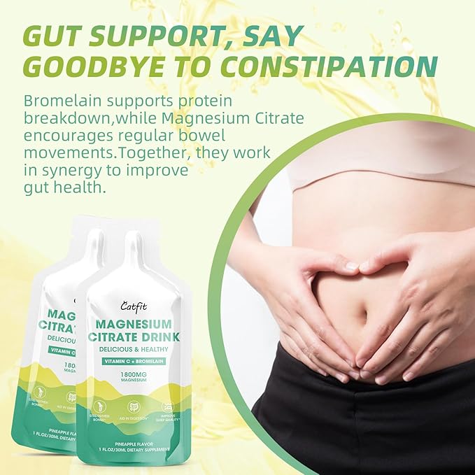 Magnesium Citrate Liquid Supplement,Magnesium Drink/Oral Solution with Bromelain,Vitamin,Zinc and Sodium for Zzz and Gut Support,Pineapple,30 Day Supply