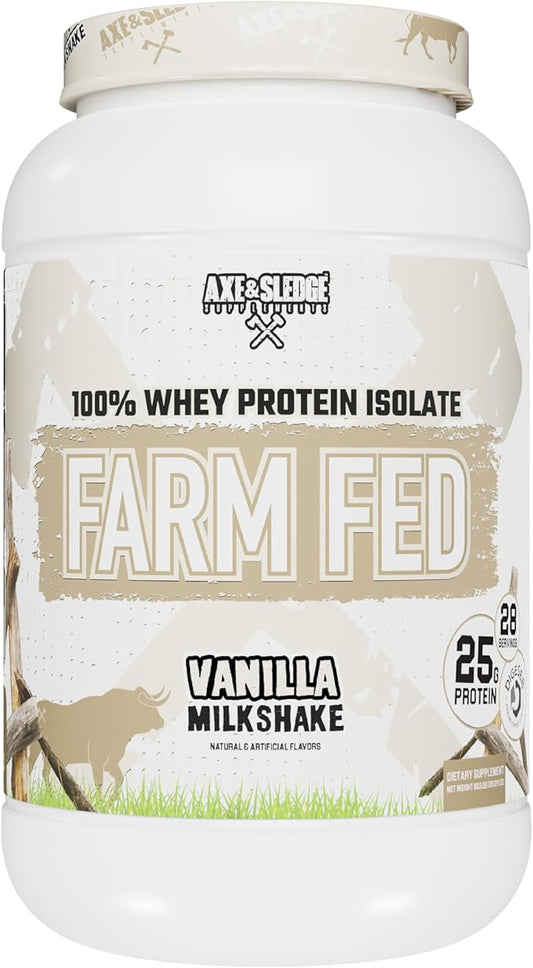 Axe & Sledge Supplements Farm Fed 100% Whey Protein Isolate with Digestive Enzymes (Vanilla Milkshake V2)