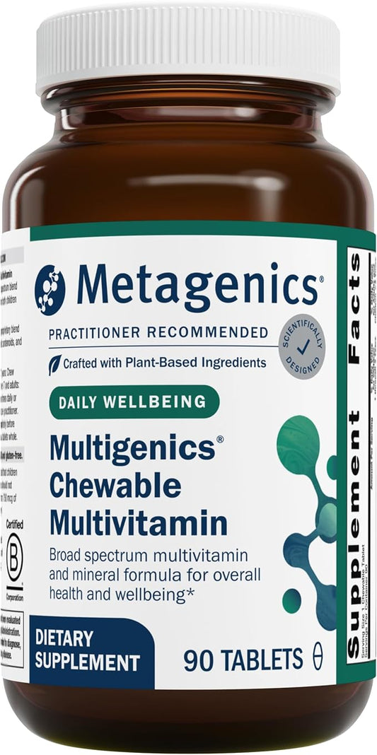 Metagenics Multigenics Chewable Multivitamin - Optimum Multiple Vitamin/Mineral Formula Orange-Flavored Chewable - 90 Servings