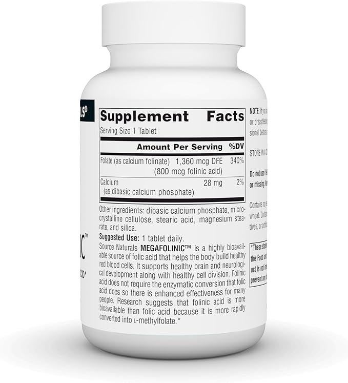 Source Naturals MegaFolinic, Bioactive Form of Folic Acid*, 800 mcg - 240 Tablets