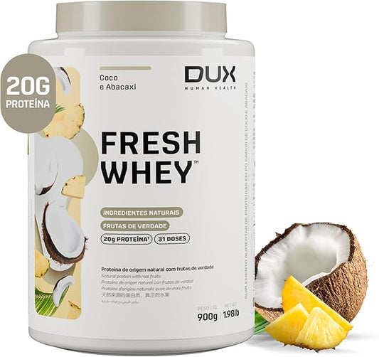 DUX NUTRITION - Fresh Whey Pineapple & Coconut - 20g of Protein per Serving - Amino Acids, Brazilian Fruits and Nuts, Pre and Post-Workout - 31.7oz