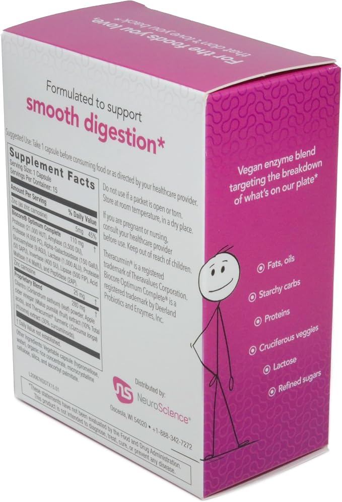 NeuroScience Digest DTX Travel Packs - Digestive Enzymes for Men & Women + Apple Cider Vegar & Zinc Carnosine - Promote Healthy Gut Detox, Immune Support & Digestive Health (15 Capsules)
