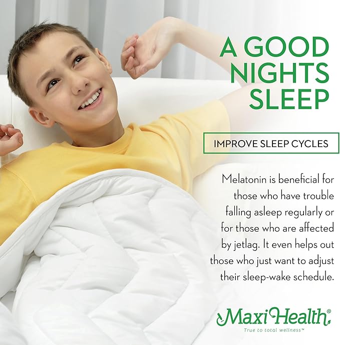 Maxi-Health Liquid Melatonin Drops for Kids - 2 Fl Oz 177 Servings With Dropper - Natural Sleep Aid Supplement for Children And Teens - Helps Fall Asleep Faster And Stay Sleeping Longer