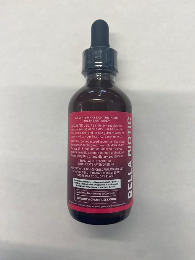 Liquid Probiotics for Women Drops with Chasteberry, Black Cohosh, Prebiotics, Digestive Enzymes, Evening Primrose Oil, Wild Yam, Cranberry Dmannose and Iron Vitamin D3 K2 Clean Nutra Bella Biotics (2)