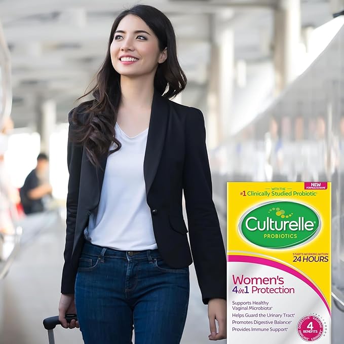 Culturelle 4-in-1 Probiotics for Women, Daily Probiotic & Prebiotic Supplement to Support Vaginal Health, Digestive Health, Immune Health, Occasional Diarrhea, Gas & Bloating Relief, Non-GMO, 30 Count