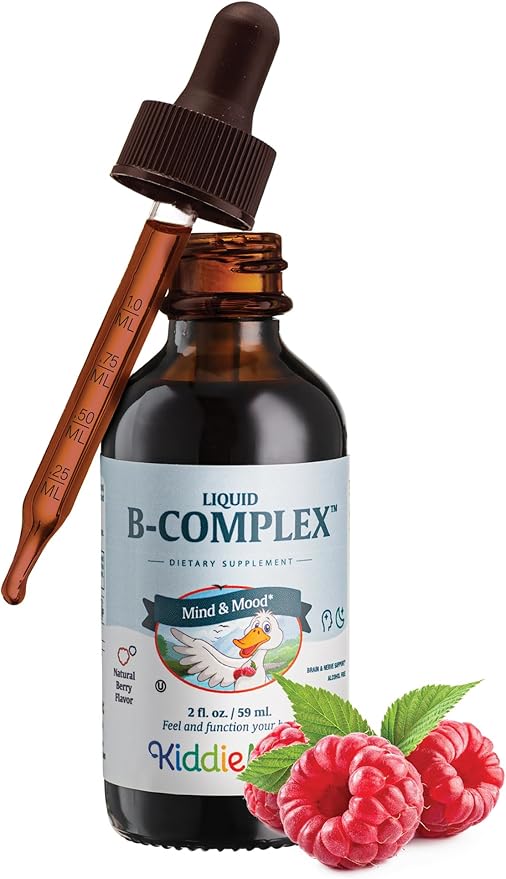 Maxi Health Kids Raspberry Liquid Vitamin B Complex - Vitamin Supplement with Vitamin B12 - Sublingual B Vitamins Complex Drops for Kids with B1 B2 B3 B5 B6 Biotin Folic Acid - 2 fl. Ounces