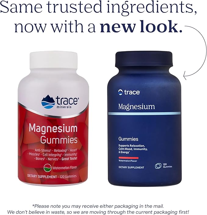 Trace Minerals Magnesium 84mg - Chewable Magnesium Supplement for Bone & Heart Health Support - Immune System Support - Aids Relaxation & Healthy Sleep - Watermelon, 120 Gummies (120 Servings)
