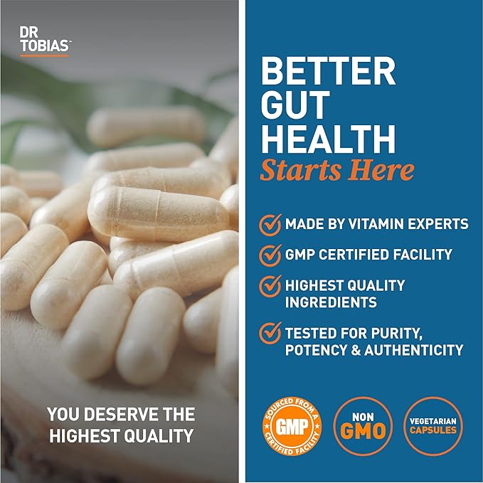 Dr. Tobias Deep Immune Probiotics & Prebiotics, 4.4 Billion CFU Probiotics for Women & Men, Supports Digestive Health, Gut Immune Function, Nutrient Absorption, 120 Capsules, 60 Servings