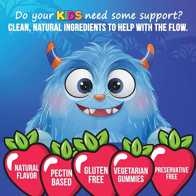 Fiber Gummies for Kids, Daily 4g Gummy Fiber Supplement, Prebiotic Digestive Health Support - Nature's Plant Based Soluble Fiber, Supports Regularity & Digestion for Kids Non-GMO - 120 Gummies