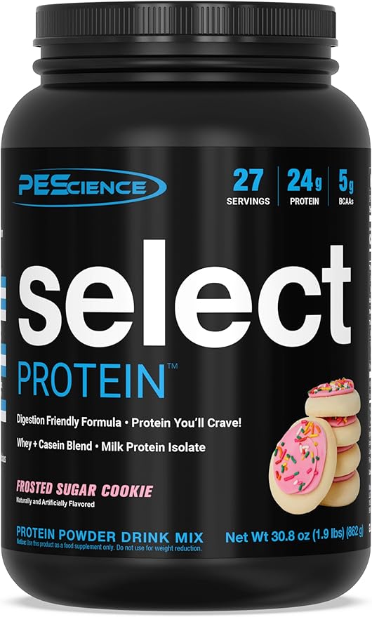 PEScience Select Low Carb Protein Powder, Frosted Sugar Cookie, 27 Serving, Whey and Casein Blend, Keto Friendly, Gluten Free, Best Tasting, Clean Isolate for Women and Men