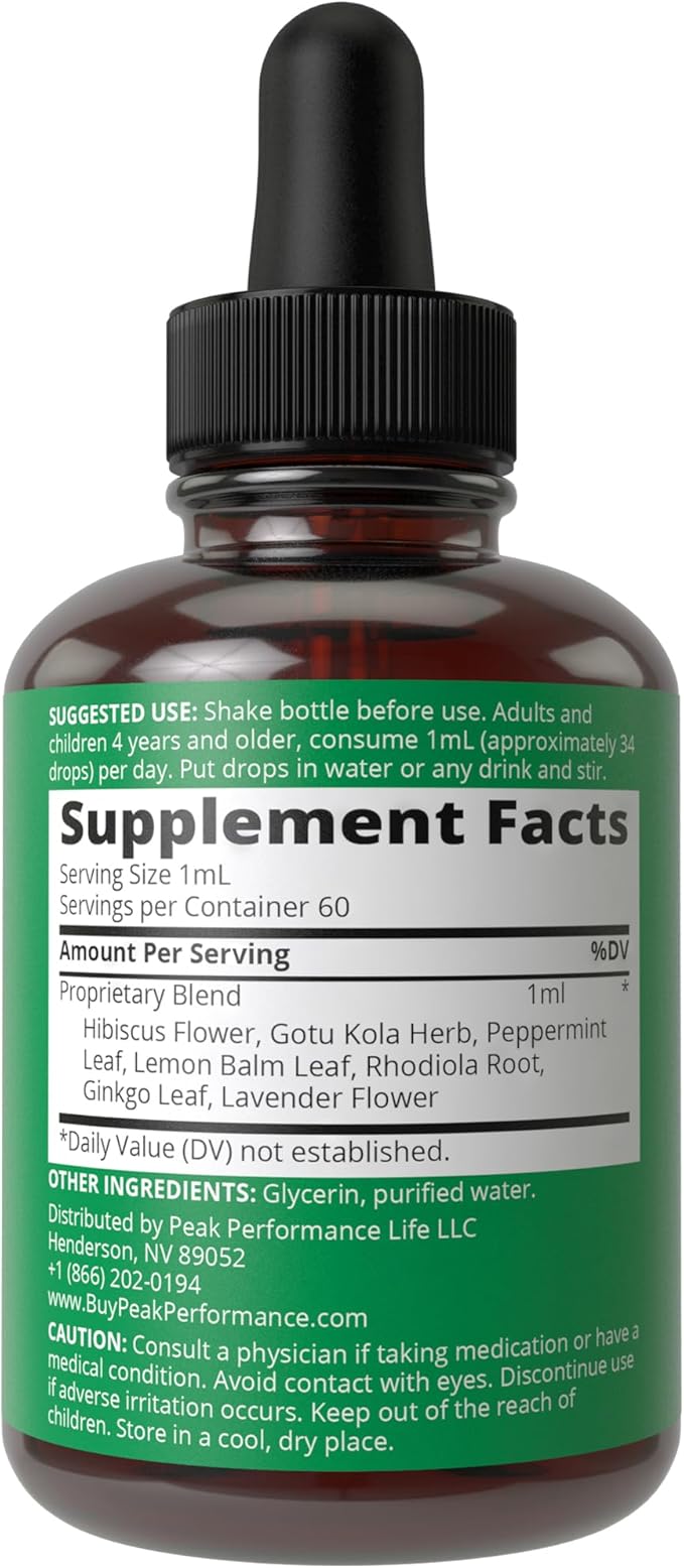 Kids Focus Drops. Attention Deficit Liquid Supplement for Concentration, Attention, Brain, Memory. No Bitter Taste. Natural Non-Habit Forming Sugar Free 7-in-1 Vegan Nootropic for Children, Teenagers