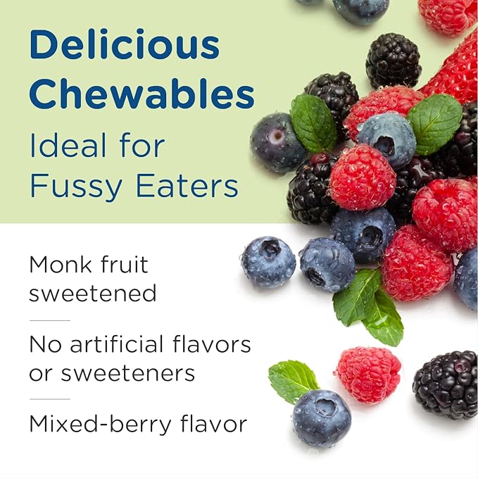 Designs for Health ProbioMed Kids Chewable Probiotic - 10b CFU Gut & Immune Support for Children - Lactobacillus, Bifidobacterium + Saccharomyces boulardii - Delicious Berry Flavor (30 Tablets)