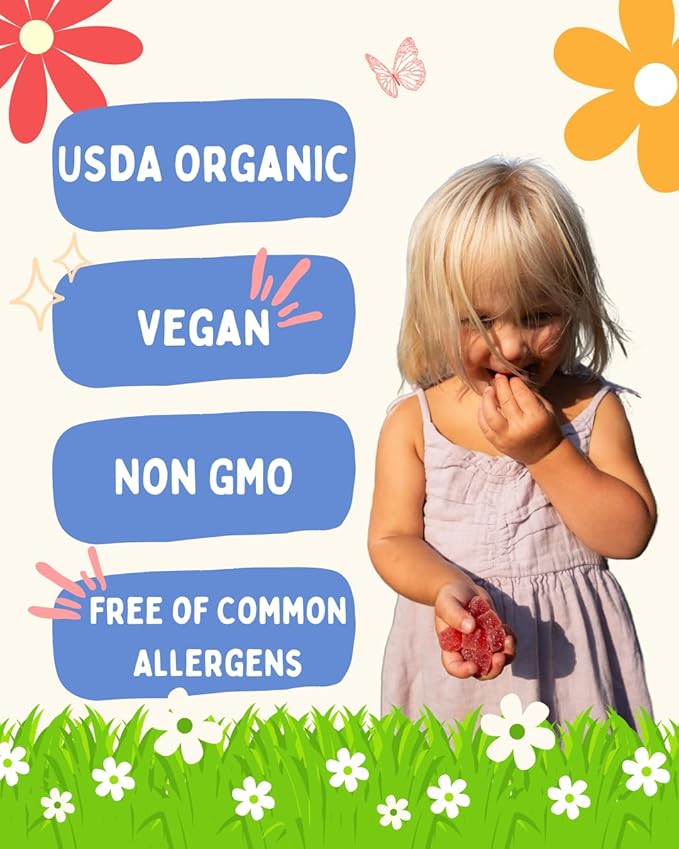 500IU Vitamin D3 Gummies - Organic, Plant-Based, Sugar-Free | Real Strawberry, Allulose, MCT-Oil, Agave | Supports Bones, Immunity, Mood & Sleep